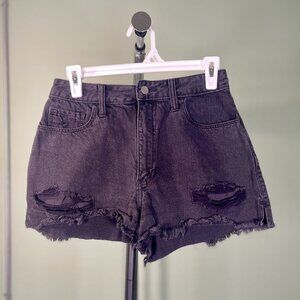Ultra High Rise Distressed Black Shorts - Size 26